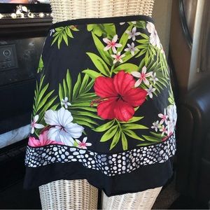 Tropical Floral Short Over Skirt Low Rise Lined in EUC
